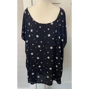 TORRID Womens Hi-Lo TOP Short Sleeve BLUE White DOTS Size 4 (4X 26)